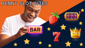 man play a slot game on his phone